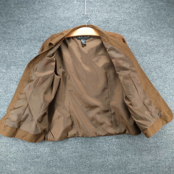 Silkland Women's Button-Up Jacket Brown XL Floral Embroidered Lined - Picture 6 of 13